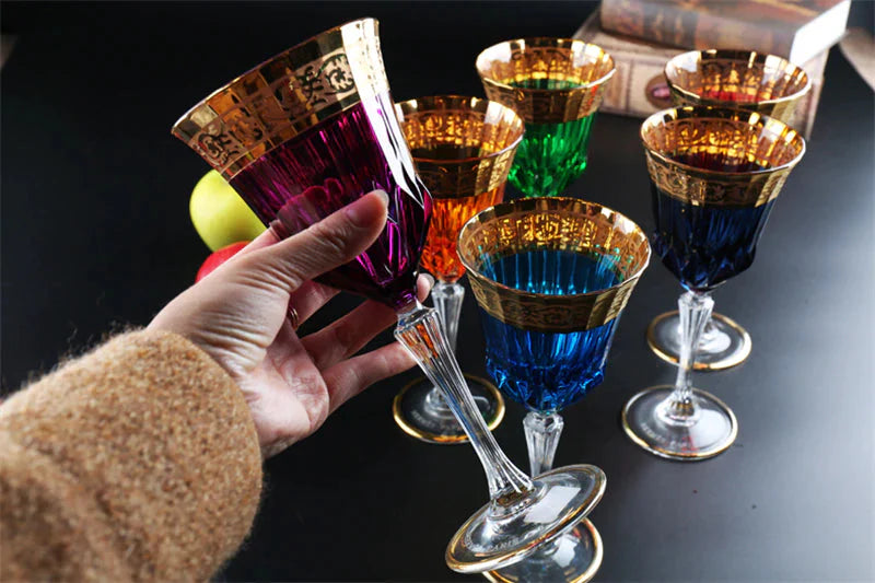 ALDO Kitchen & Dining > Tableware > Drinkware Custom Made High Quality Lead Free Crystal 24 Karat  Gold Plated Wine Goblets Glasses