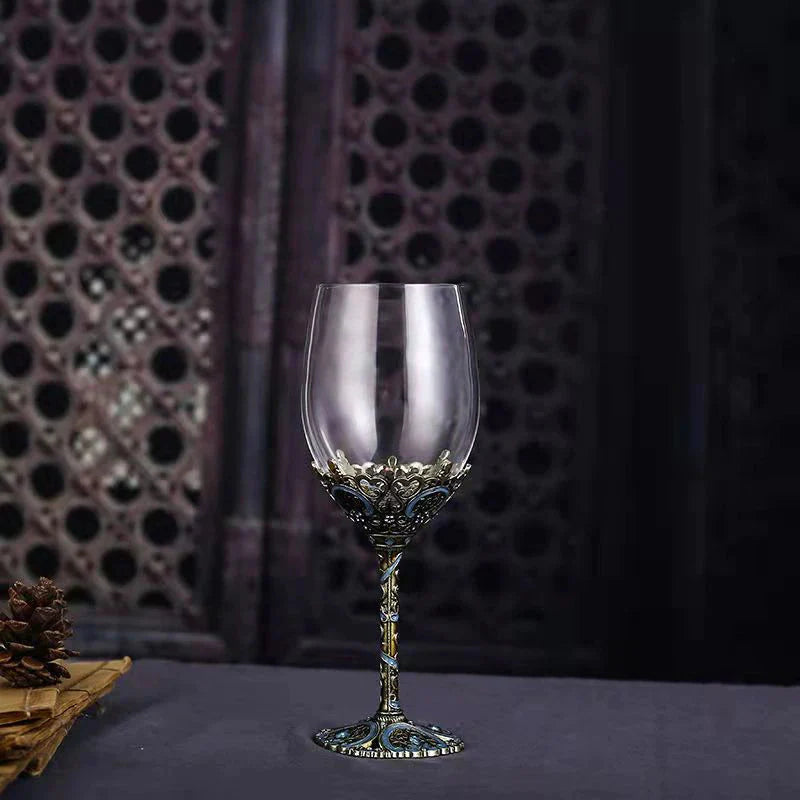 ALDO Kitchen & Dining > Tableware > Drinkware Custom Made Vintage Enamel Lead Free Crystal Goblets Wine Glasses Comes In Beutiful Gift Box