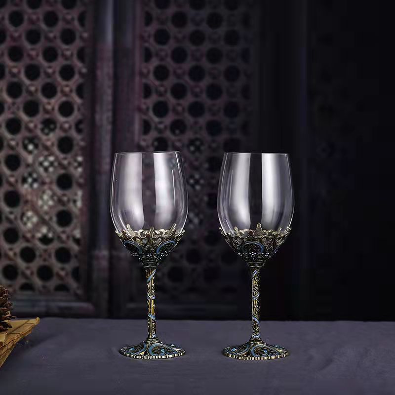 ALDO Kitchen & Dining > Tableware > Drinkware Custom Made Vintage Enamel Lead Free Crystal Goblets Wine Glasses Comes In Beutiful Gift Box