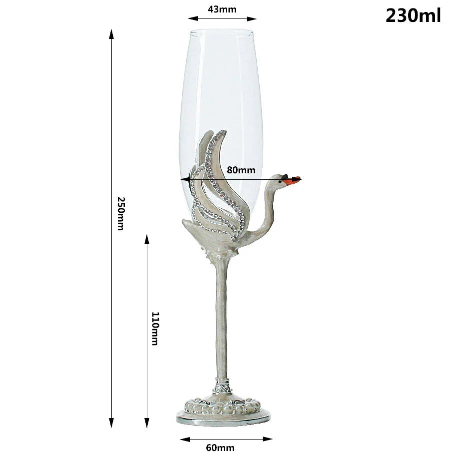 ALDO Kitchen & Dining > Tableware > Drinkware Exquisite Unique Custom Made  Swan Wedding Led Free Crystal Champagne Wine Glasses Set of Two
