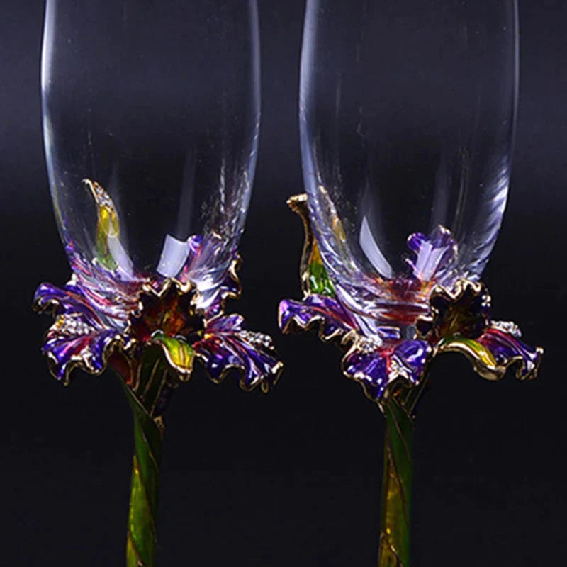 ALDO Kitchen & Dining > Tableware > Drinkware Exquisite Unique Custom Made Wedding Led Free Crystal Champagne Wine Glasses Set of Two