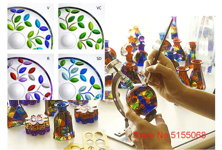 ALDO Kitchen & Dining > Tableware > Drinkware Four Seasons Italian Murano Style Luxury Hand Cut and Painted Colorful Stain lead Free Crystal Free Whisky Vodka Cocktail Glasses