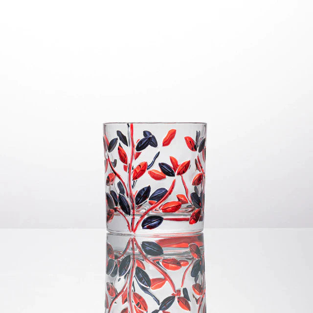 ALDO Kitchen & Dining > Tableware > Drinkware Glass Stile 5 / Crystal Lead Free / See Attached Pictures Four Seasons Italian Murano Style Luxury Hand Cut and Painted Colorful Stain lead Free Crystal Free Whisky Vodka Cocktail Glasses