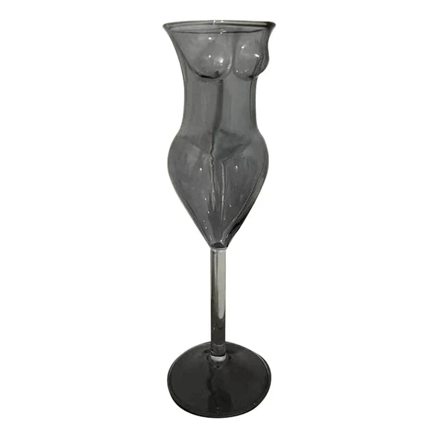ALDO Kitchen & Dining > Tableware > Drinkware Gray / Lead free Crystal / 9.25"inch toll  x 2.55" inches wide Muticolor Miss Wine Glass Female-shaped Glasses for Champagne,Whiskey, Wine, Cocktails,Glass, Goblet for Party Home Bar
