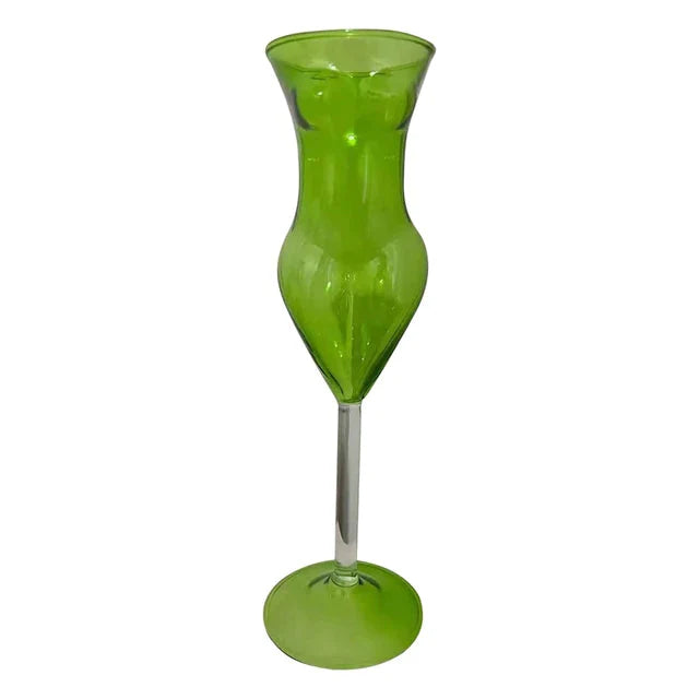 ALDO Kitchen & Dining > Tableware > Drinkware Green / Lead free Crystal / 9.25"inch toll  x 2.55" inches wide Muticolor Miss Wine Glass Female-shaped Glasses for Champagne,Whiskey, Wine, Cocktails,Glass, Goblet for Party Home Bar