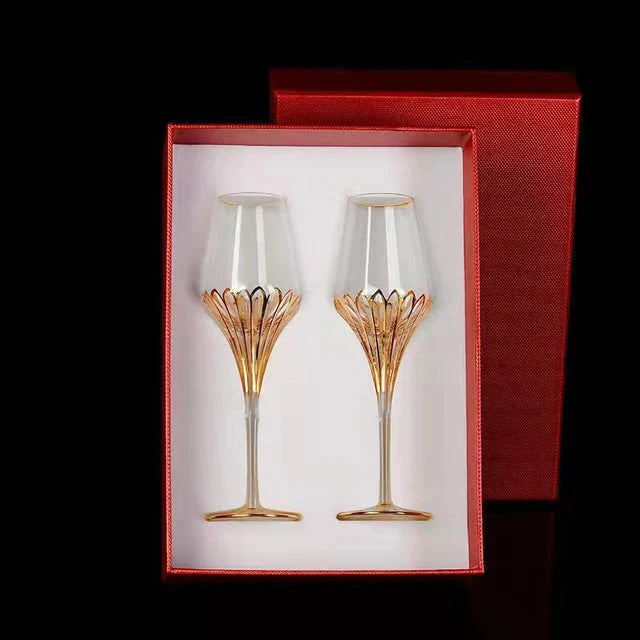 ALDO Kitchen & Dining > Tableware > Drinkware New / Crystal / 19.5 cm toll  x 5.5 cm w Custom Made Wedding Led Free Crystal Champagne Wine Glasses Set of Two