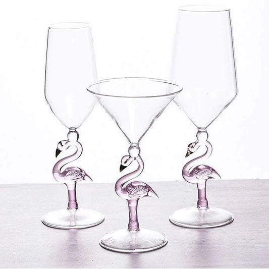 ALDO Kitchen & Dining > Tableware > Drinkware Pink Flamingo Fun Glasses for Martini, Wine, Cocktails, Beer ,Champagne Party and Home Bar