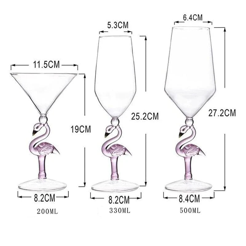 ALDO Kitchen & Dining > Tableware > Drinkware Pink Flamingo Fun Glasses for Martini, Wine, Cocktails, Beer ,Champagne Party and Home Bar