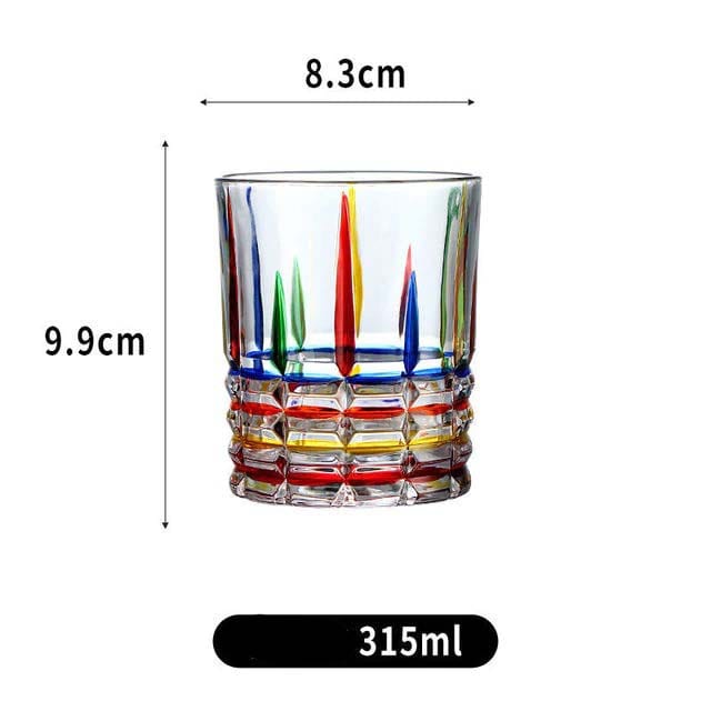 ALDO Kitchen & Dining > Tableware > Drinkware Rainbow Italian Murano Style Luxury Hand Cut and Painted Colorful Stain lead Free Crystal Free Whisky Vodka Cocktail Glasses