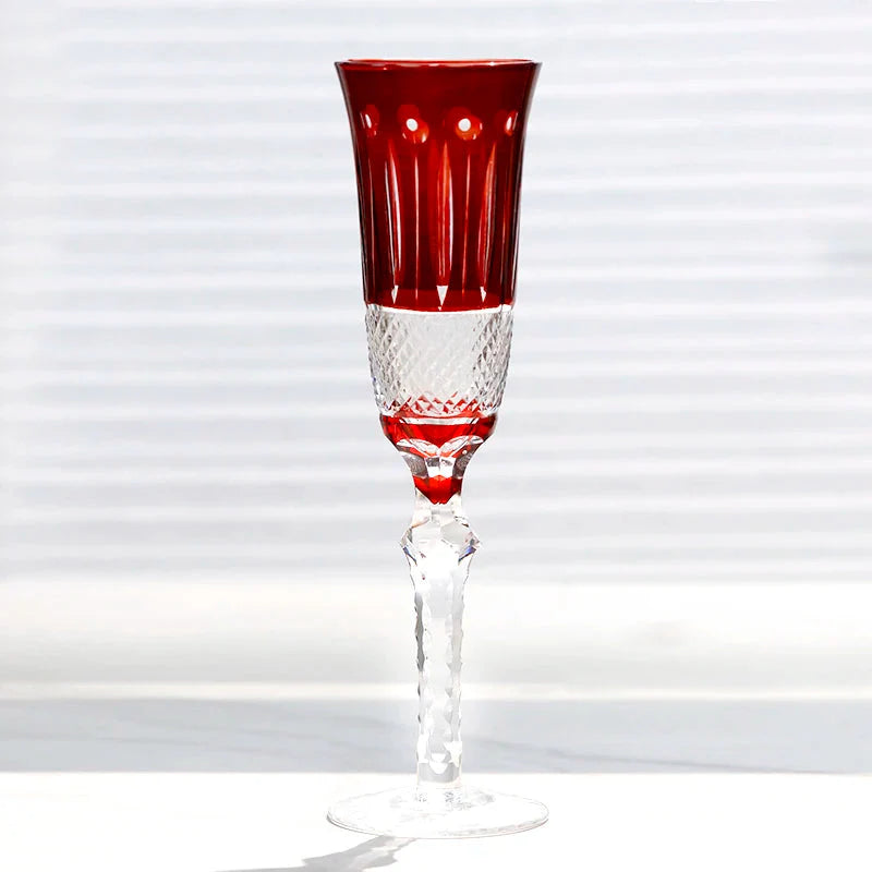 ALDO Kitchen & Dining > Tableware > Drinkware Red Amazing Luxury Japanize Lead Free Hand Cut and Hand Blown Champagne Flute Crystal  Glasses