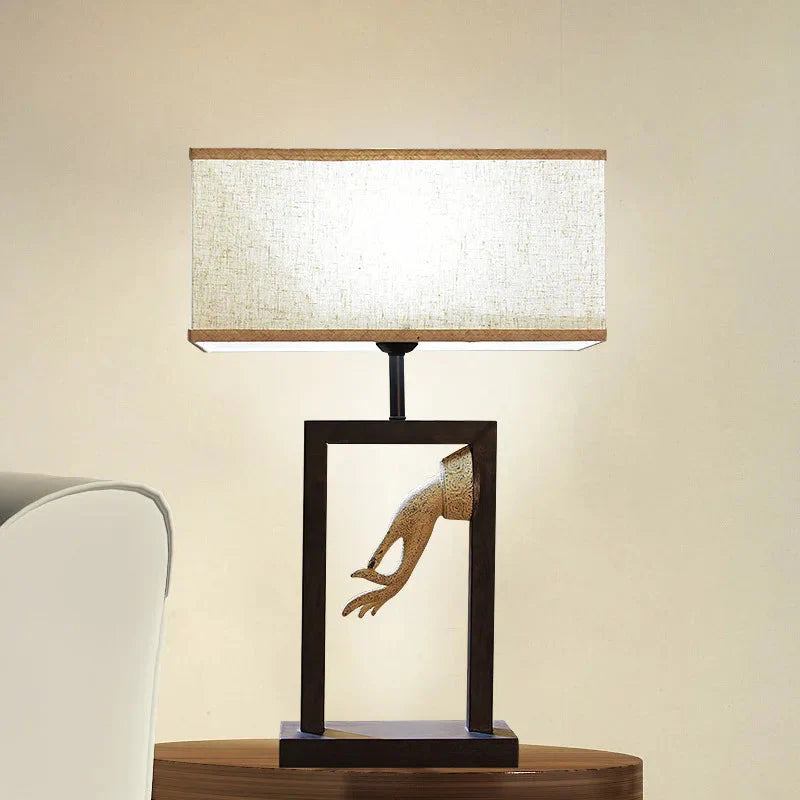 ALDO Lamps> Lighting & Ceiling Fans Modern Romantic Table LED Lamp Solid  Wood with Fabric Shade