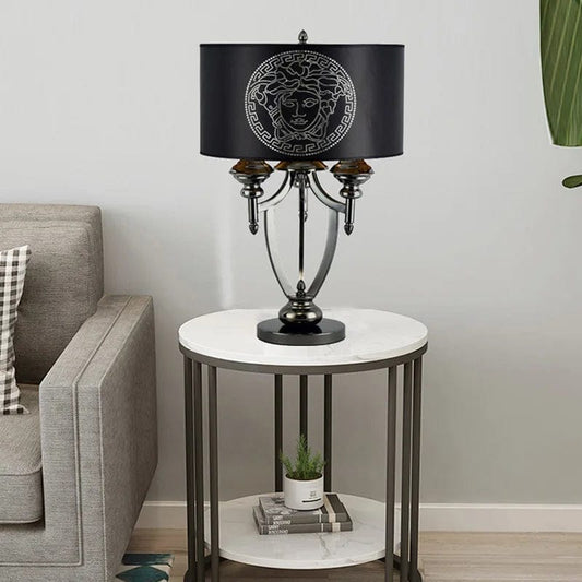 ALDO Lighting > Lamps Large Versace Style  Fabric Lampshade Large Table Top Lamps