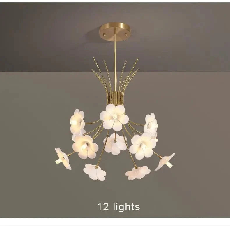 ALDO Lighting > Lighting Fixtures > Ceiling Light Fixtures 12 lights / Warm White Venetian Style Flower Glass Chandelier Ceiling Light Fixture