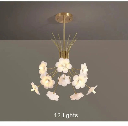 ALDO Lighting > Lighting Fixtures > Ceiling Light Fixtures 12 lights / Warm White Venetian Style Flower Glass Chandelier Ceiling Light Fixture