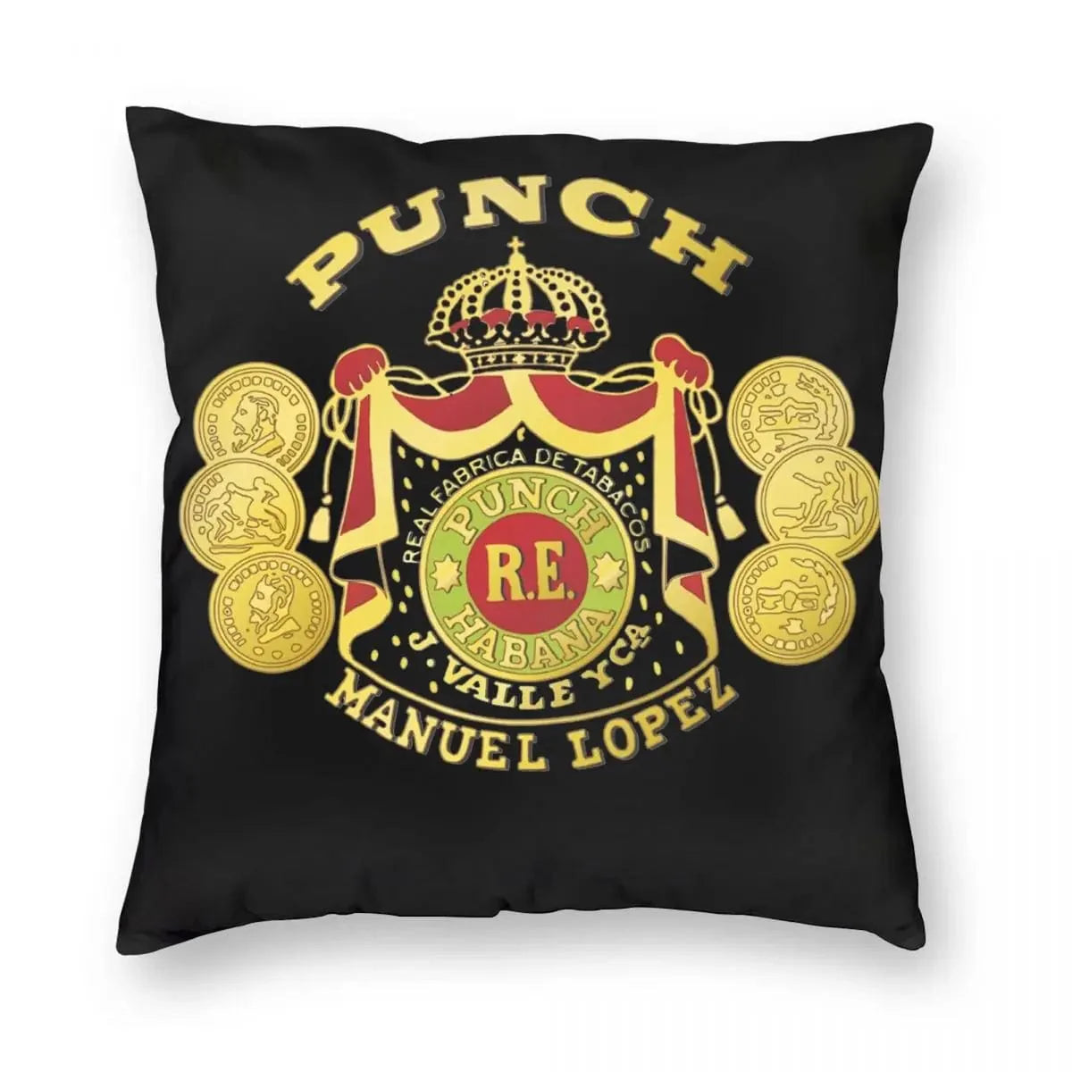 ALDO Linens & Bedding > Bedding > Pillowcases & Shams 40cm x 40cm (16*16 inch pillowcase) / Velvet / Black and Gold Punch Habana Cuba Cigar Style Pillowcases  Poliester