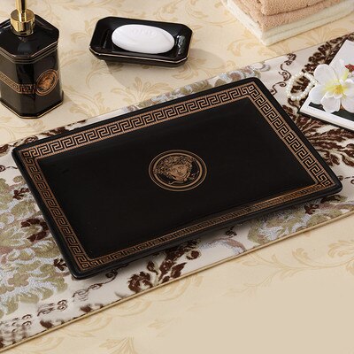 ALDO Personal Care >Soap > Dispensers BLKTRAY / Black Luxury Versace Style Designer Bathroom Accessories Ceramic Sets