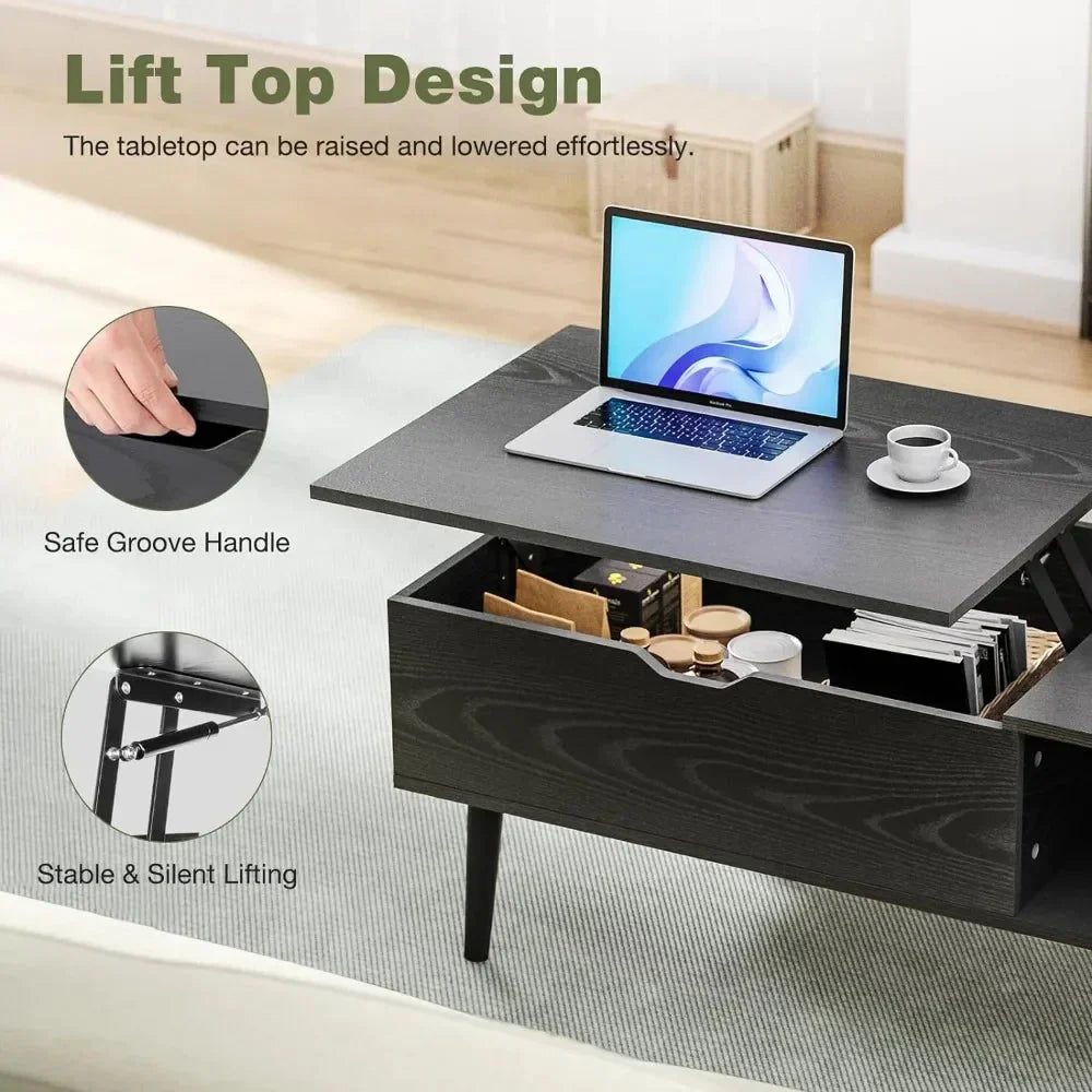 ALDO Tables > Accent Tables Modern Lift Top Coffee  Computor Table With Storage Shelf and Hidden Compartment