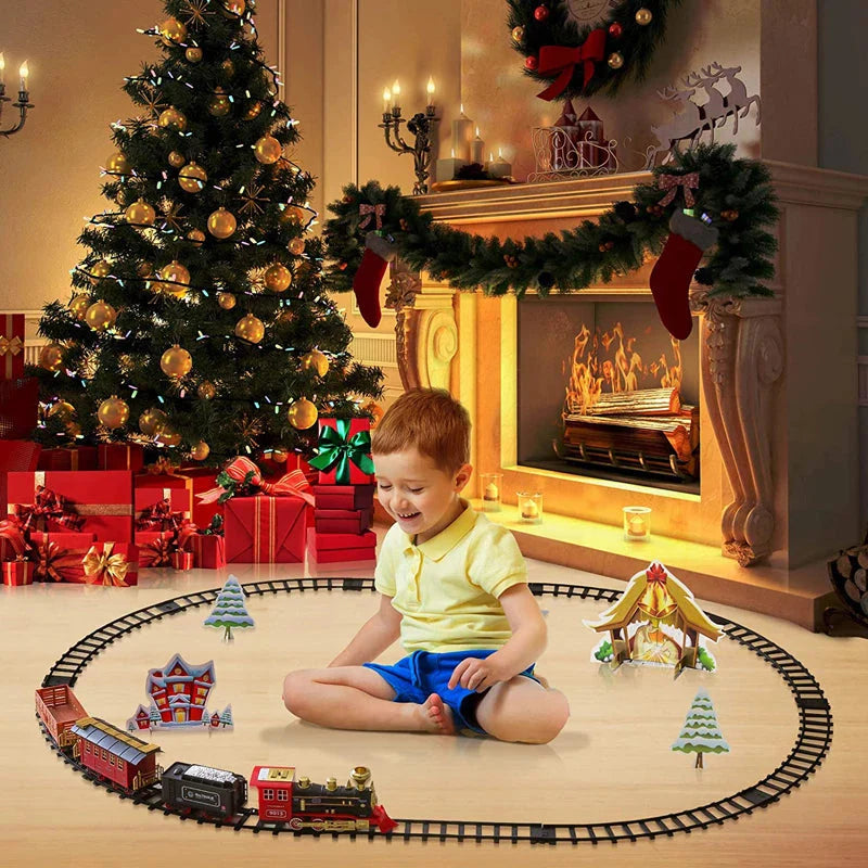 ALDO Toys & Games 9.5 "long x 2.48"wide x 4.1" high / new / metal and plastic Classic Christmass Electric Red Train Toy Children's Railway Train with Remote Control, Steam,LED and Sound