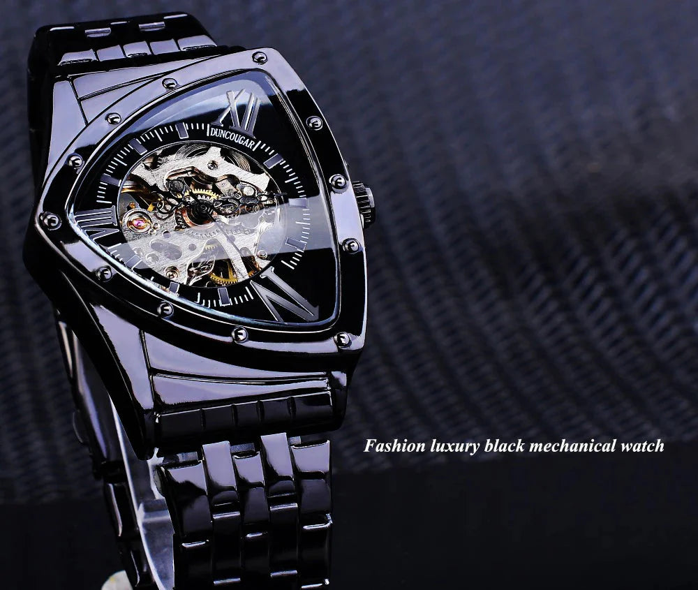 Jaragar Décor > Watches Aviator DUNCOUGAR Man's Luxury Wrist Sport Black Triangle Skeleton Watch Automatic Design Movement Waterproof
