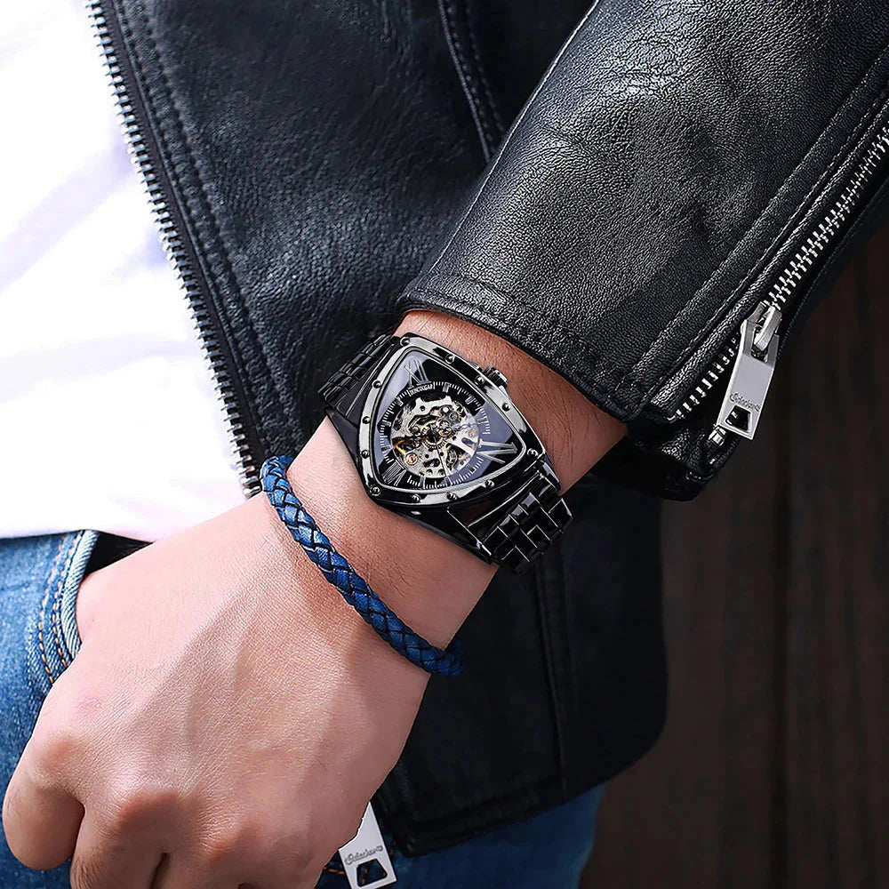 Jaragar Décor > Watches Aviator DUNCOUGAR Man's Luxury Wrist Sport Black Triangle Skeleton Watch Automatic Design Movement Waterproof
