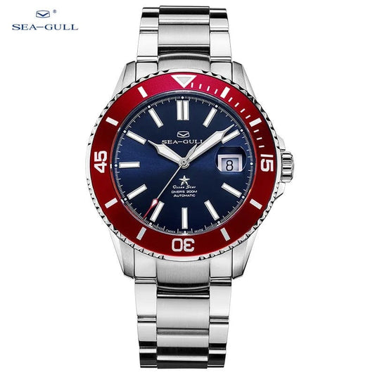Jaragar Décor > Watches Red and Blue Face Sea- Gull Original Official World Famous  Man's Luxury Ocean Star Luminous  Wristwatch Sport 20Bar Diving Waterproof Automatic Movement