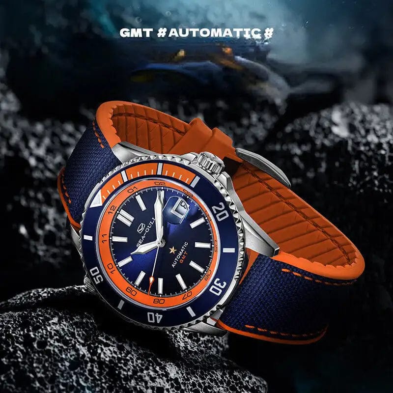 Jaragar Décor > Watches Sea- Gull Original Official World Famous  Man's Luxury Ocean Star Dual Time Zone Wristwatch Sport 200 Diving Waterproof Automatic Movement