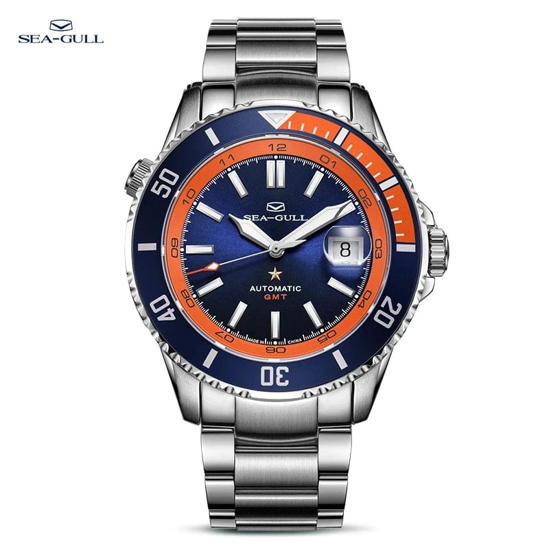 Jaragar Décor > Watches Sea- Gull Original Official World Famous  Man's Luxury Ocean Star Dual Time Zone Wristwatch Sport 200 Diving Waterproof Automatic Movement