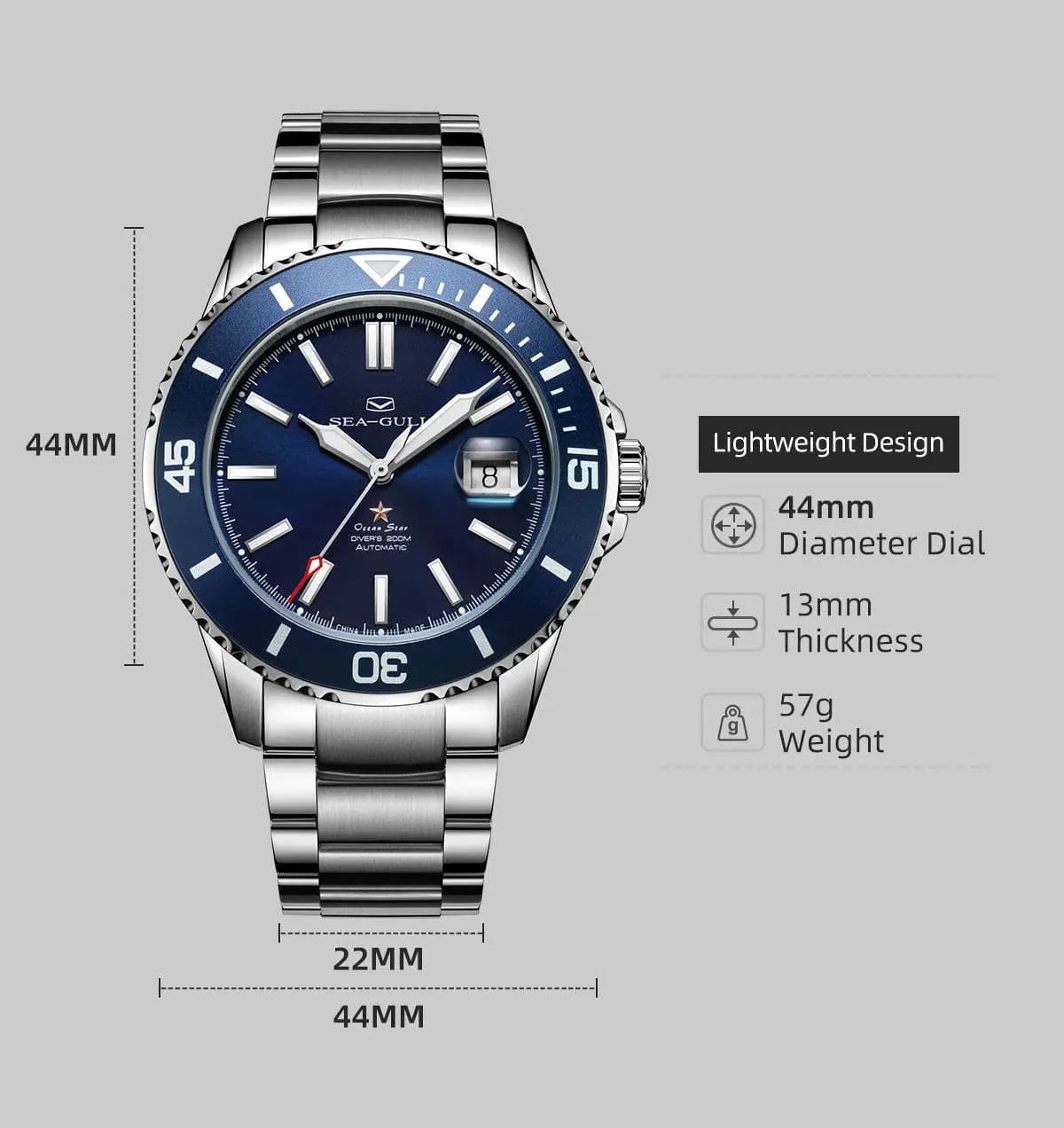 Jaragar Décor > Watches Sea- Gull Original Official World Famouse  Man's Luxury Wrist Sport 200m Diving Waterproof Watch Automatic Movement